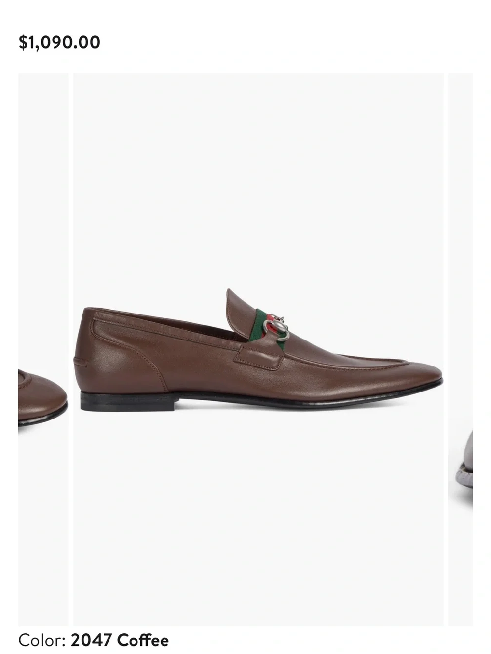 Gucci Brown Leather Horsebit Loafer with Green-Red Web
